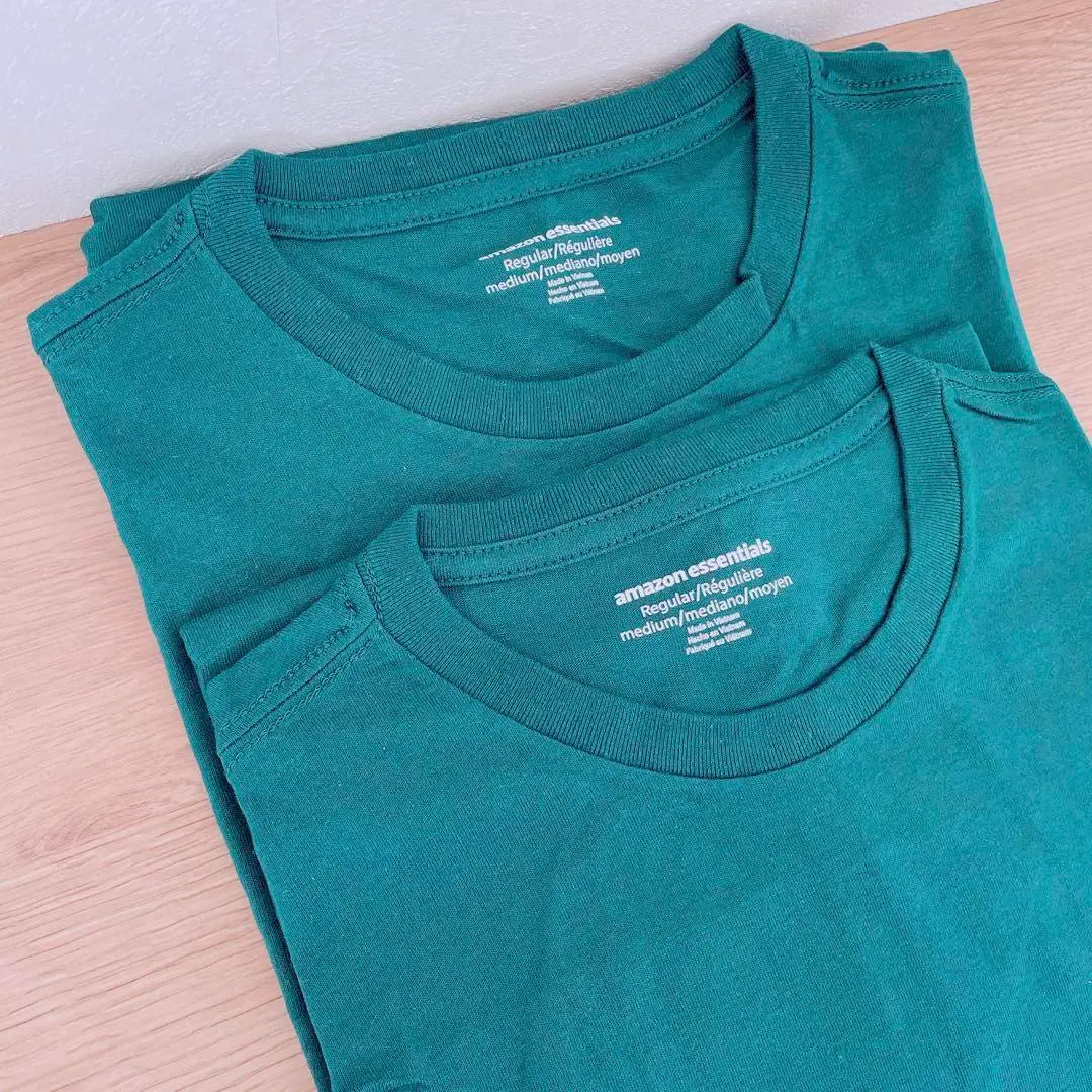 ⭐️Entrega anónima❣️Camiseta cuello redondo manga corta hombre talla M verde 2 piezas