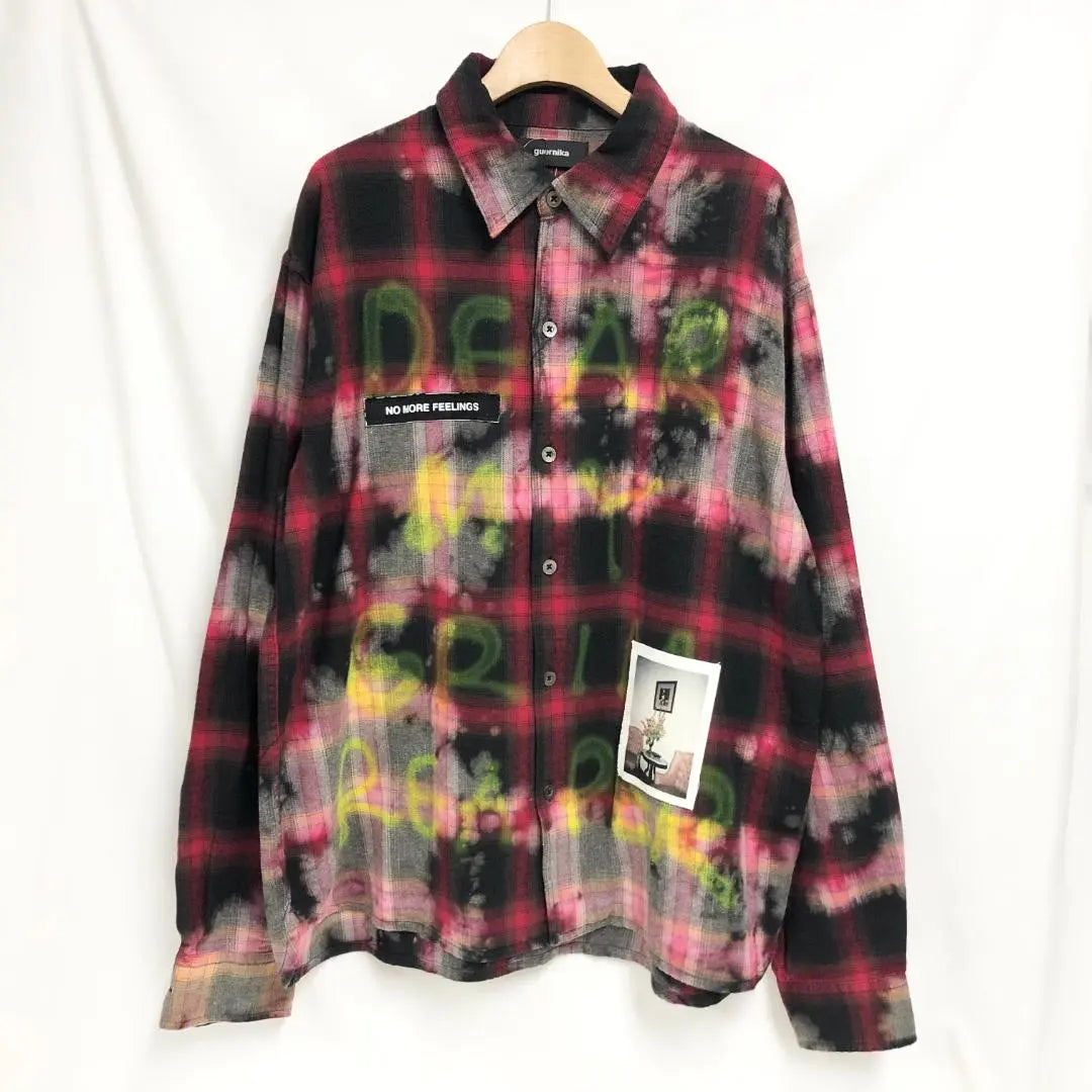 ○★Brand new, unused Guernica GRIM REAPER Check Shirt M Red