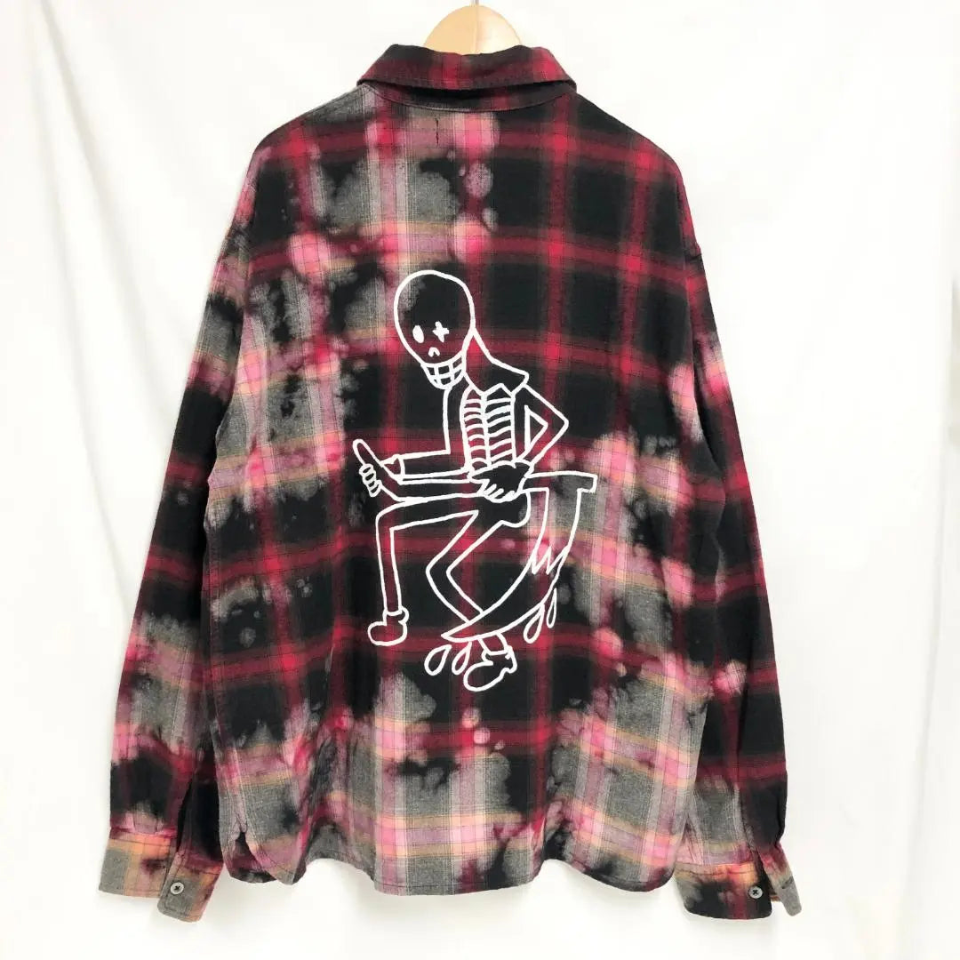 ○★Brand new, unused Guernica GRIM REAPER Check Shirt M Red