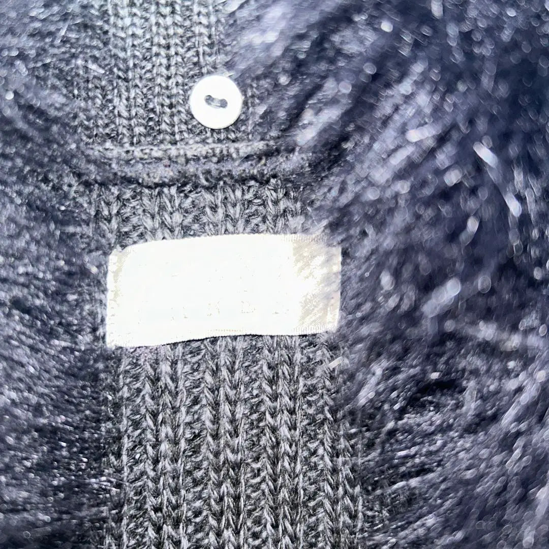 [Good condition] Dark gray knit long coat with fur collar