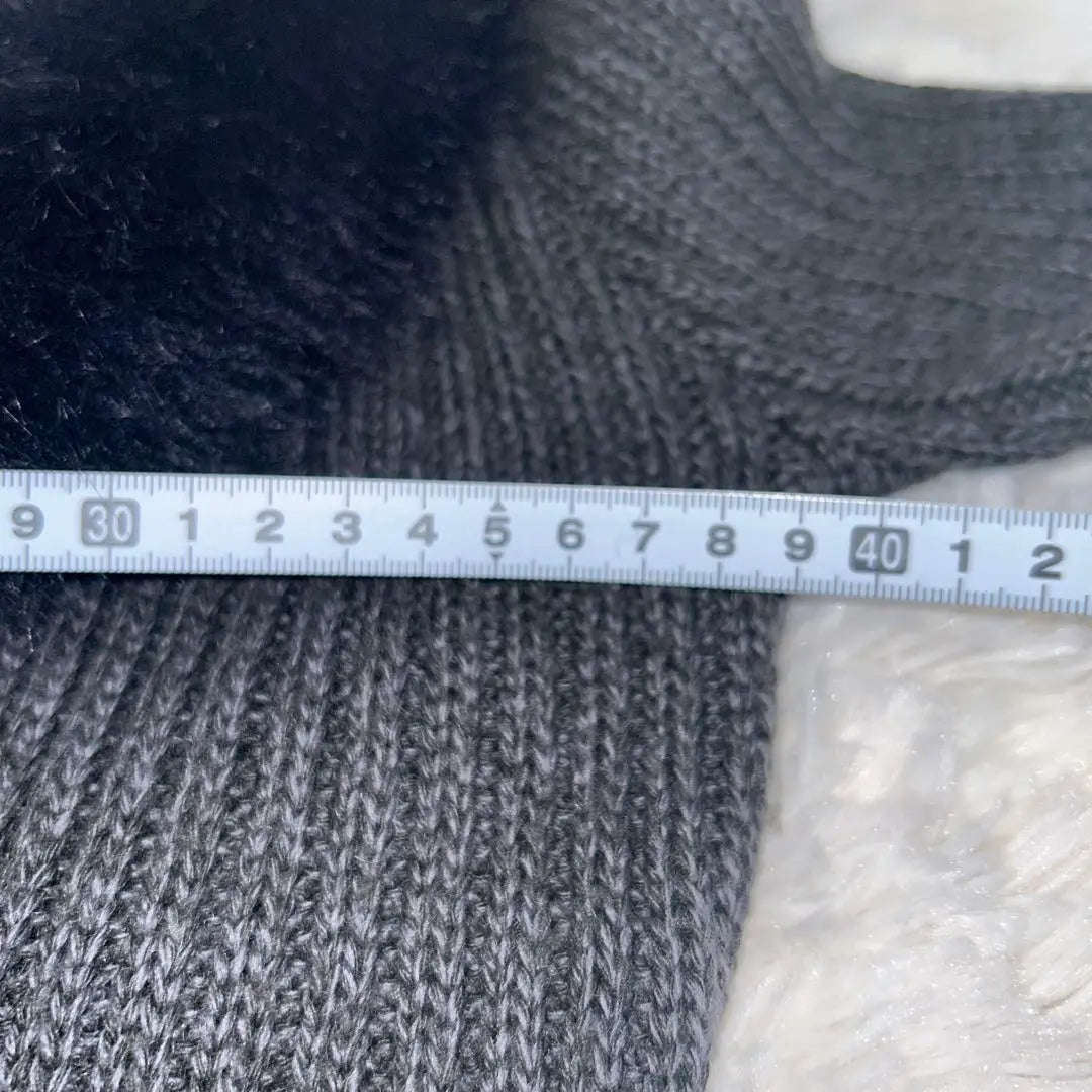 [Good condition] Dark gray knit long coat with fur collar