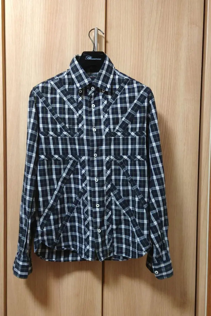 MEN'S BIGI Long Sleeve shirt Black and white plaid