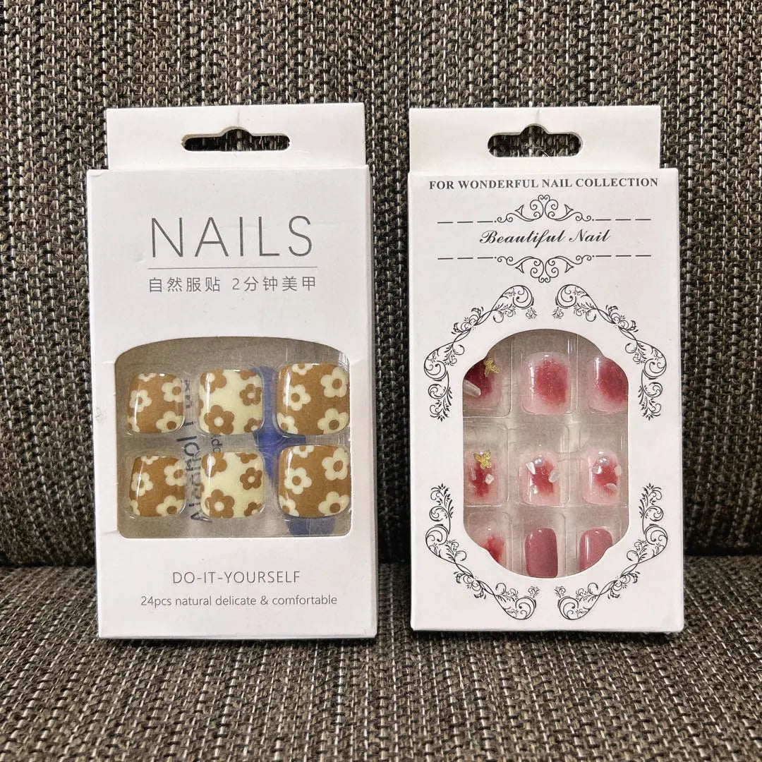 Nail tip Nail sticker with nail file Easy floral rhinestone