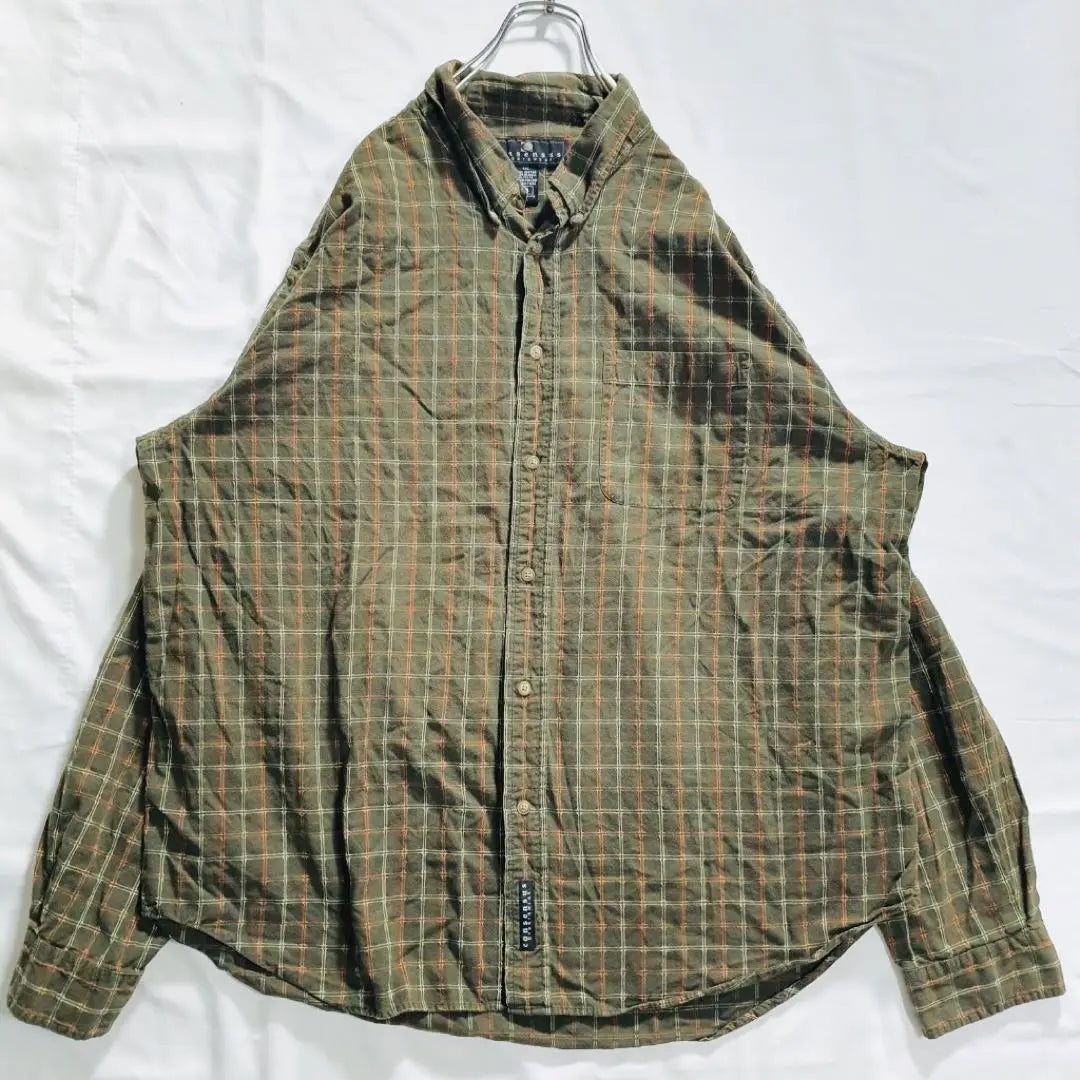 Consensus Men's Long Sleeve BD Shirt Check Pattern Green XXL Old Clothes