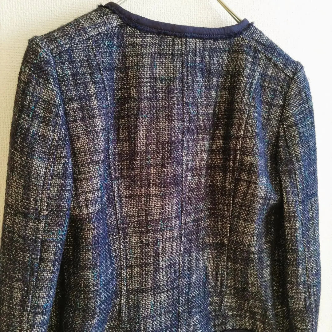 Chaqueta de tweed incolora azul marino BOSCH con ribete de lamé 36