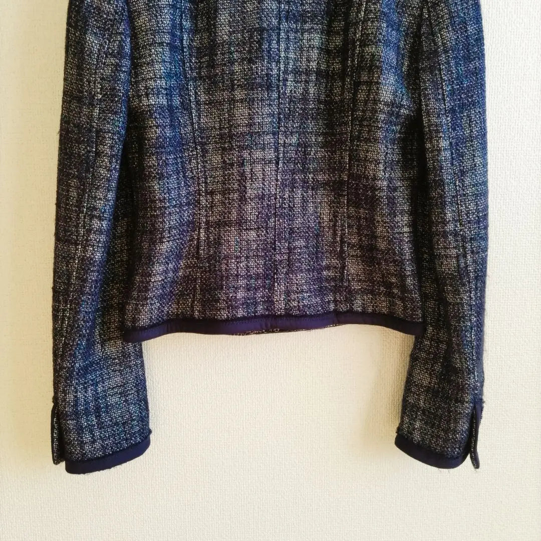 Chaqueta de tweed incolora azul marino BOSCH con ribete de lamé 36