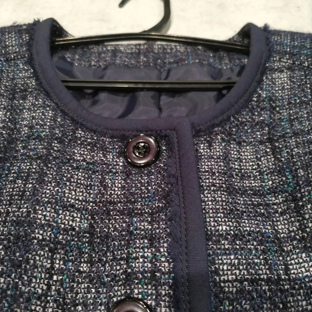 Chaqueta de tweed incolora azul marino BOSCH con ribete de lamé 36