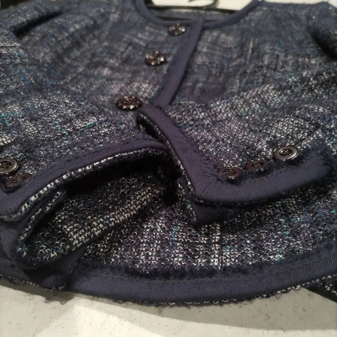 Chaqueta de tweed incolora azul marino BOSCH con ribete de lamé 36