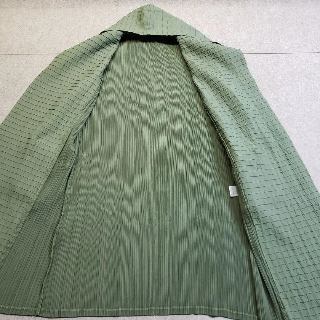 T-PLEATS pleated thin long jacket, green, L, u5642i