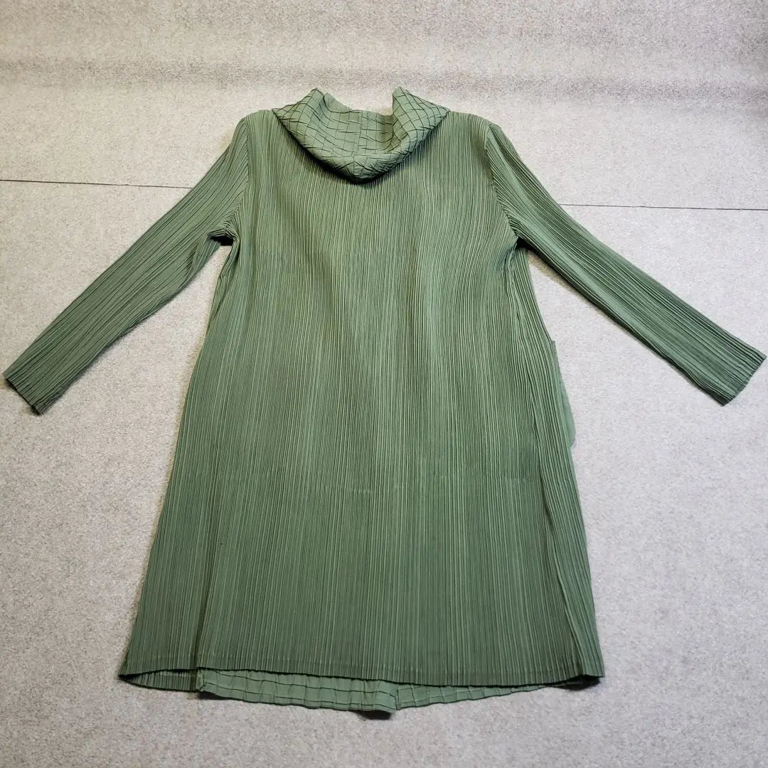 T-PLEATS pleated thin long jacket, green, L, u5642i