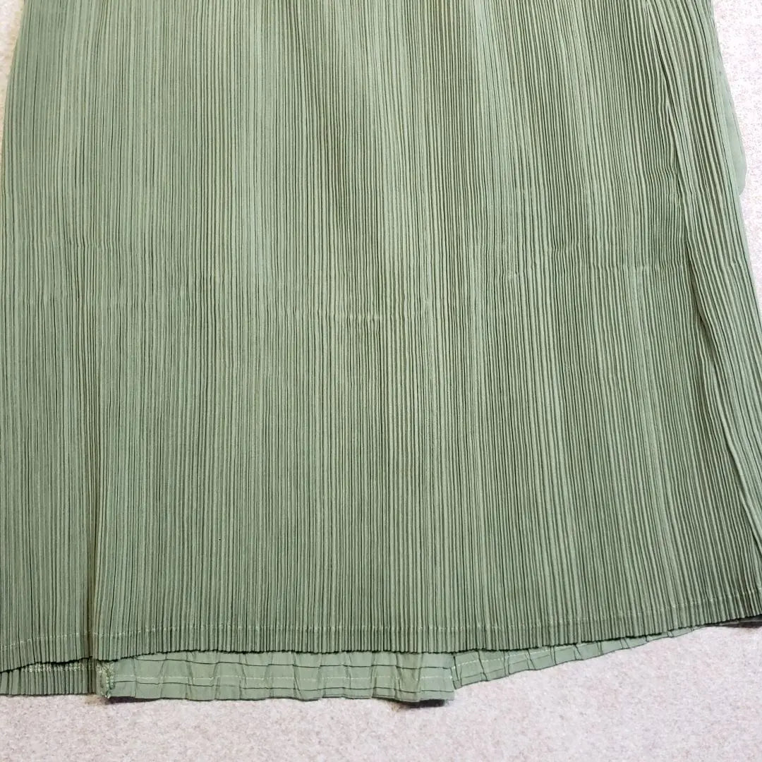 T-PLEATS pleated thin long jacket, green, L, u5642i