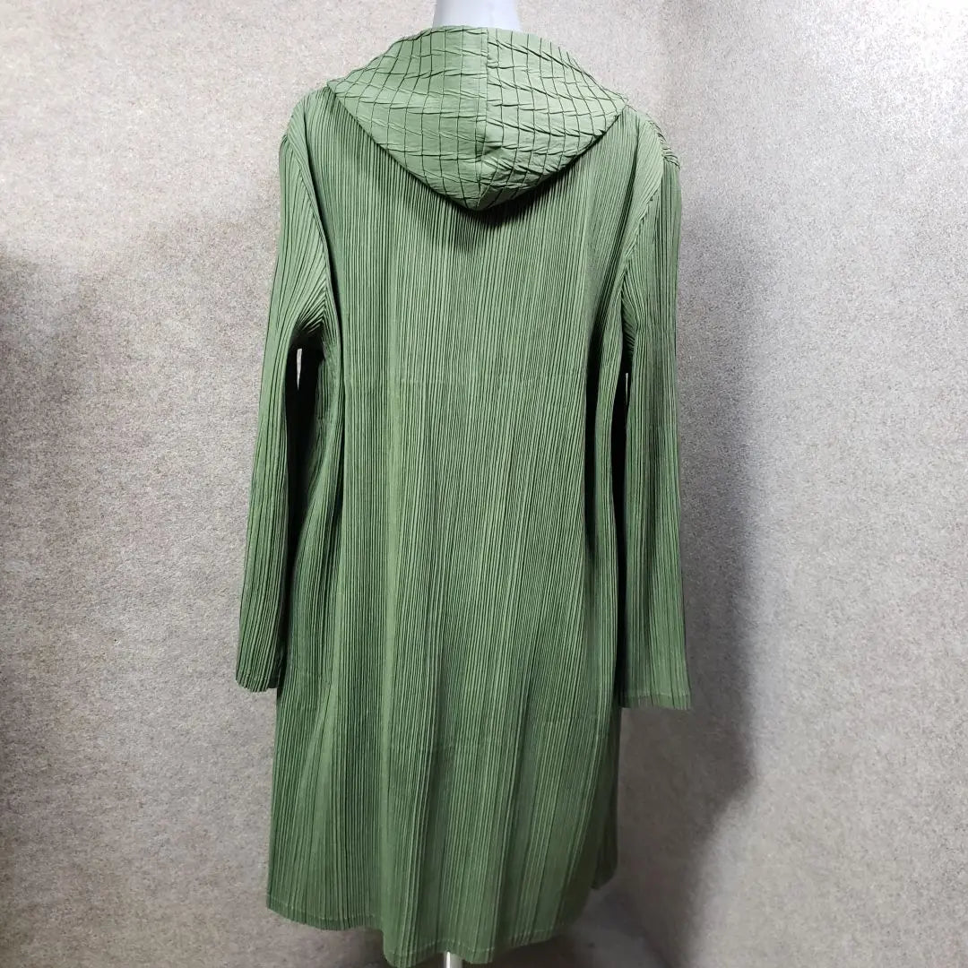 T-PLEATS pleated thin long jacket, green, L, u5642i