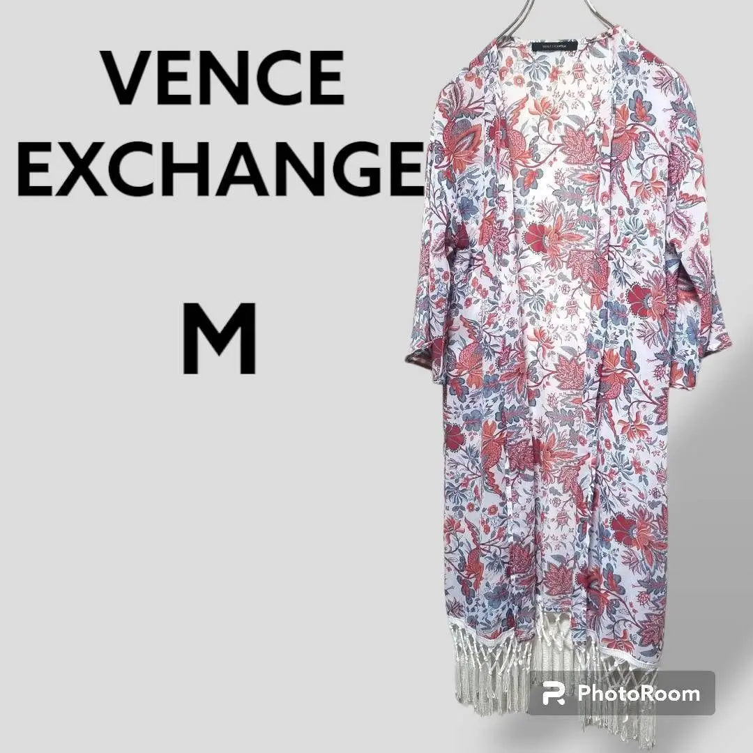 Y336 [VENCE EXCHANGE] Flower all-over fringe sheer front opening haori