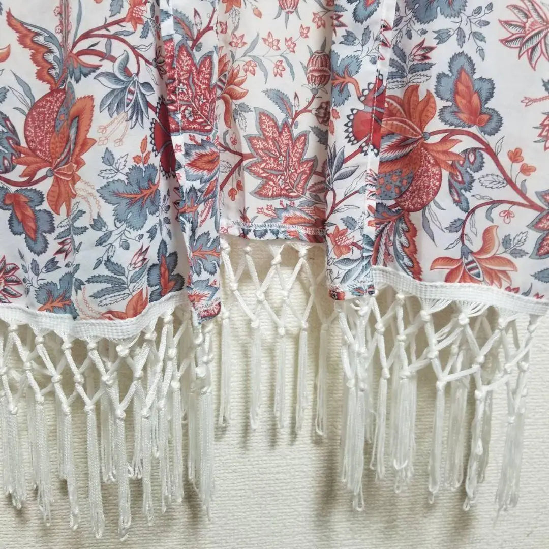 Y336 [VENCE EXCHANGE] Flower all-over fringe sheer front opening haori