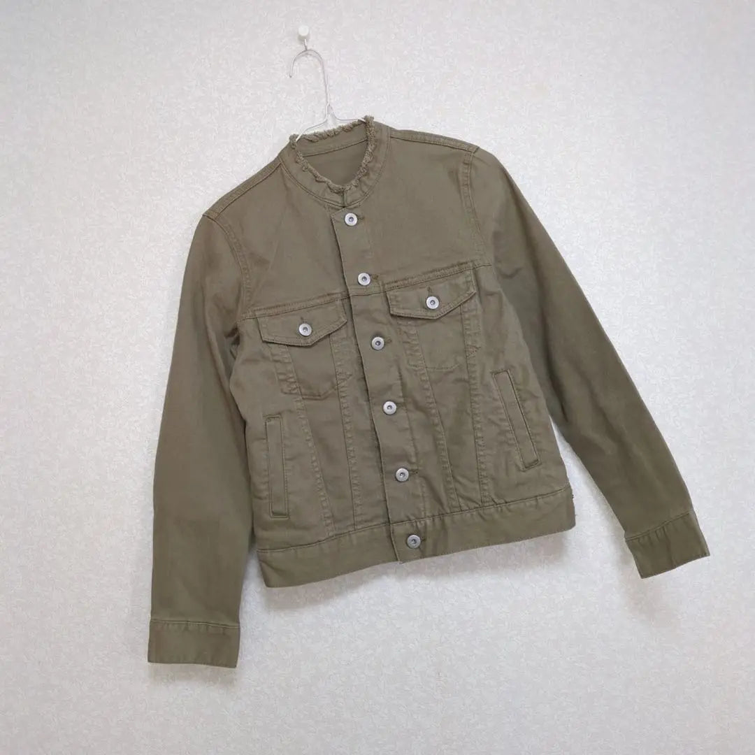 Rope picnic No -color jacket beautiful goods cotton khaki | ROPE PICNIC ノーカラージャケット　美品　コットン　カーキ