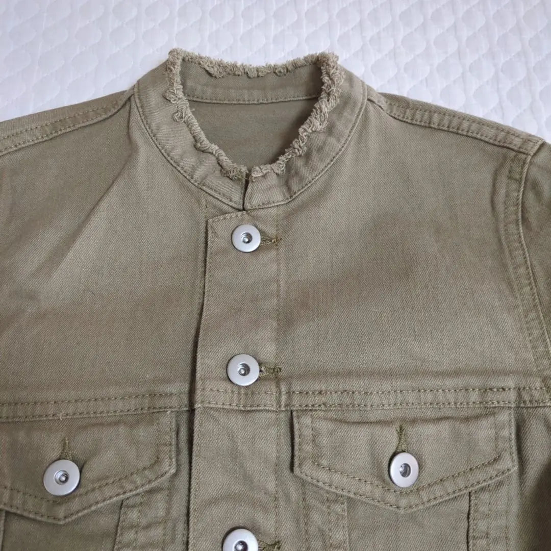 Rope picnic No -color jacket beautiful goods cotton khaki | ROPE PICNIC ノーカラージャケット　美品　コットン　カーキ