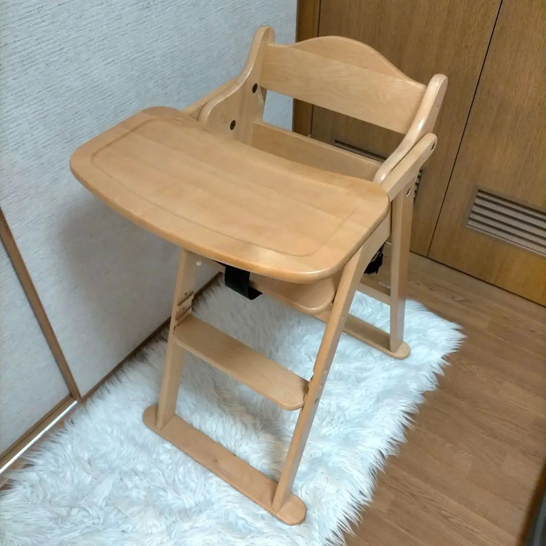 ❖【Extremadamente hermosa】Silla alta de madera plegable Smile de Sawada Woodworking