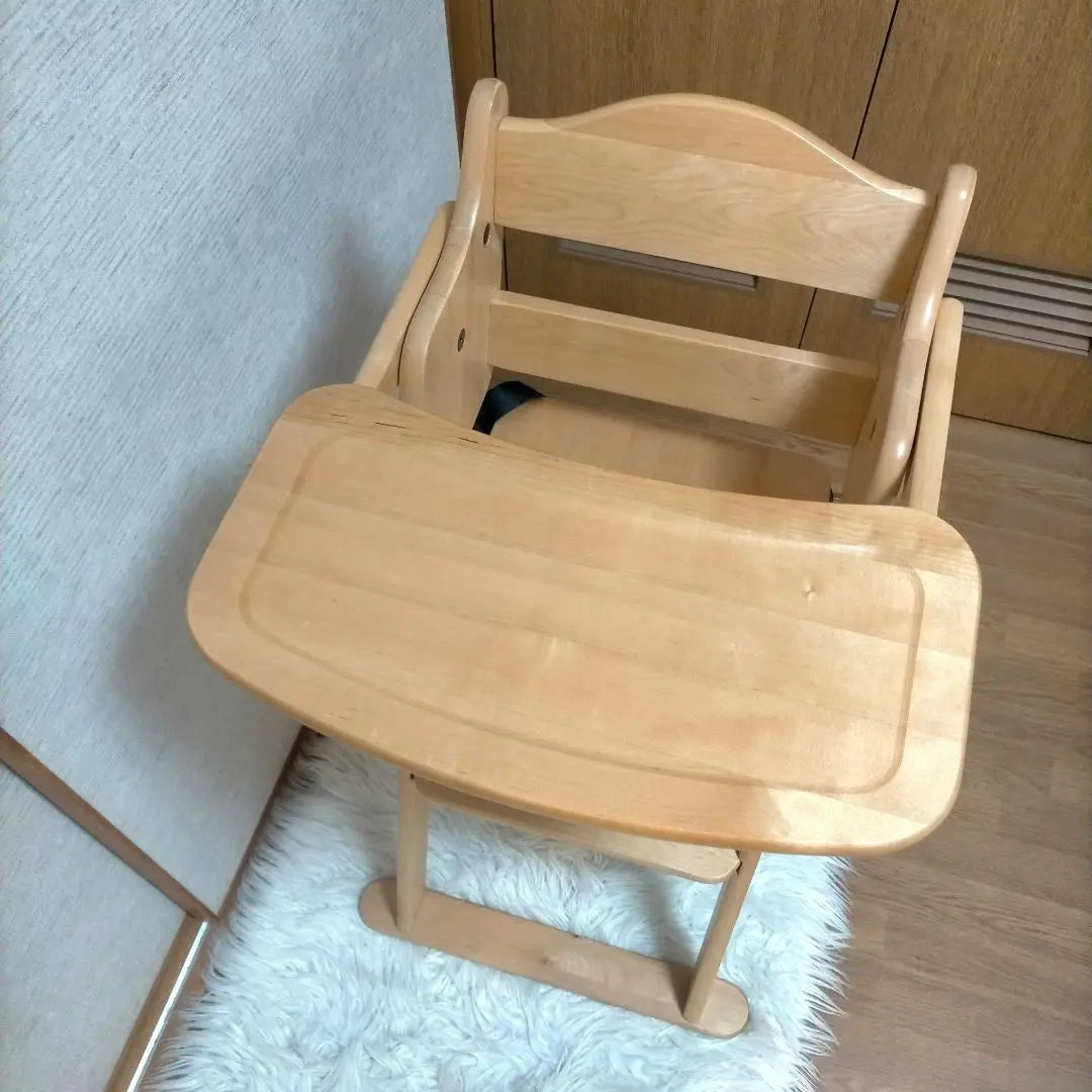 ❖【Extremadamente hermosa】Silla alta de madera plegable Smile de Sawada Woodworking