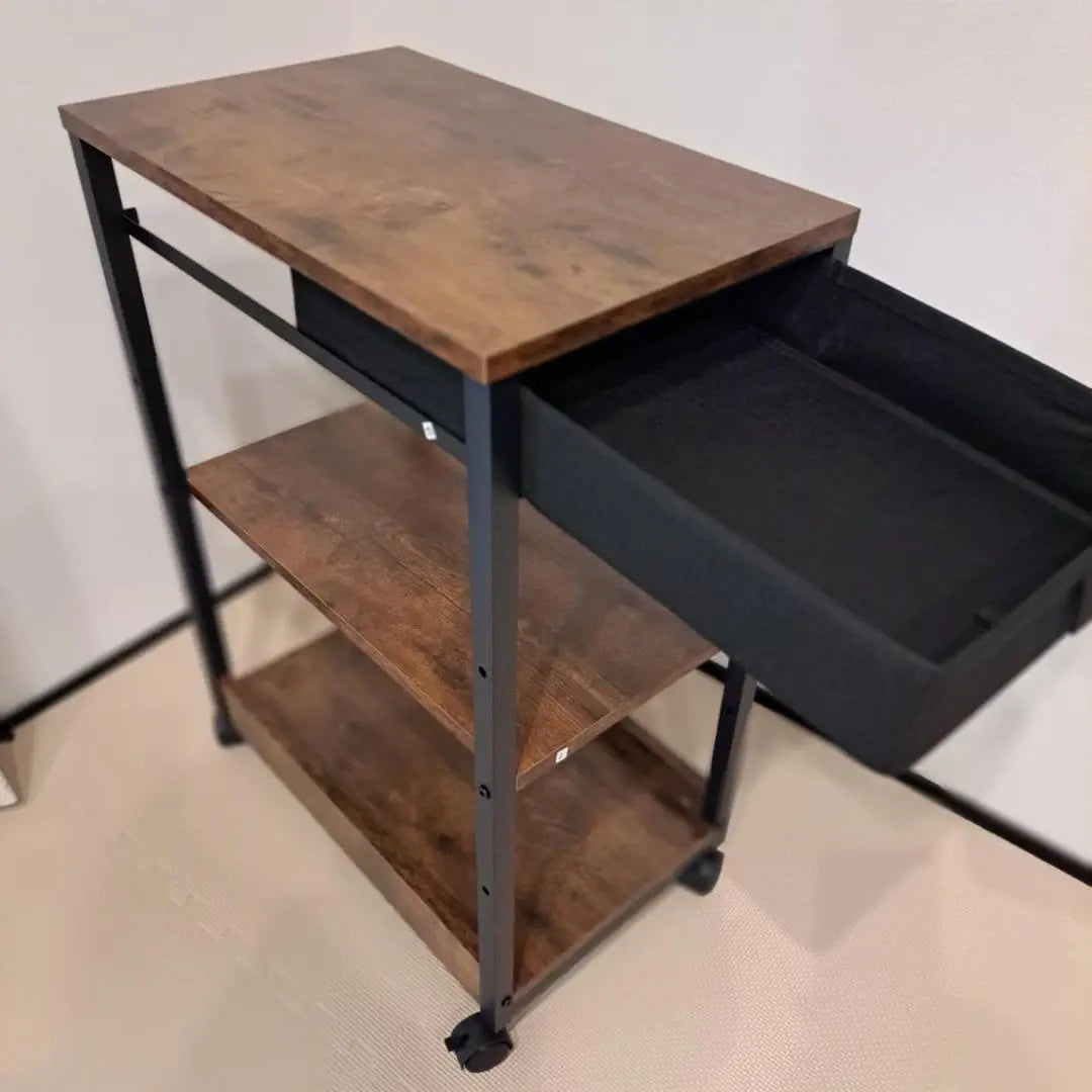 Estante para computadora con cajón, mesa lateral, estante lateral