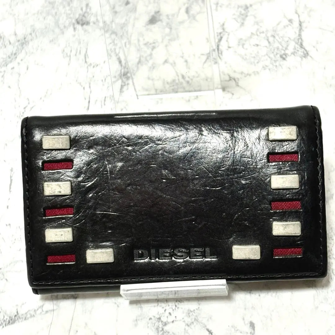 [Extremely beautiful] Diesel key case black leather 6-row