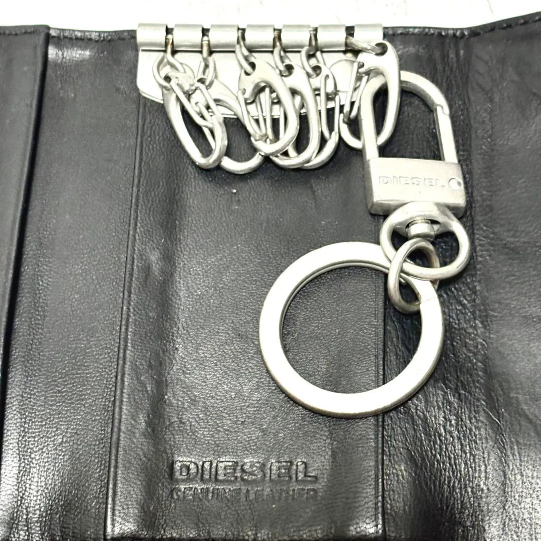 [Extremely beautiful] Diesel key case black leather 6-row