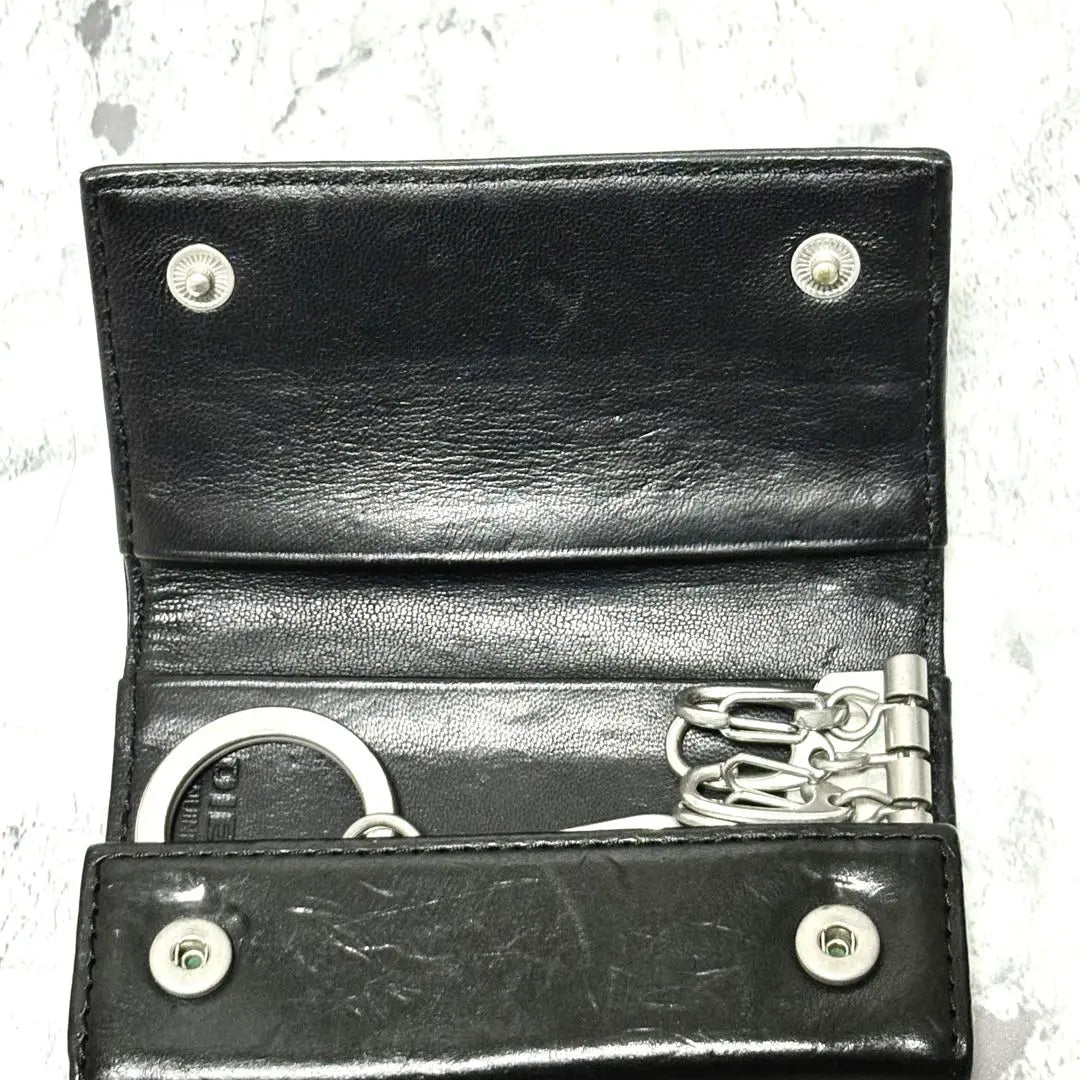 [Extremely beautiful] Diesel key case black leather 6-row