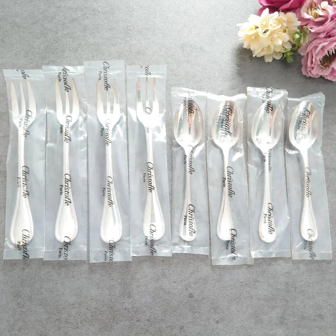 Christofle Luban Cake Fork Coffee Spoon Unopened 8 pieces