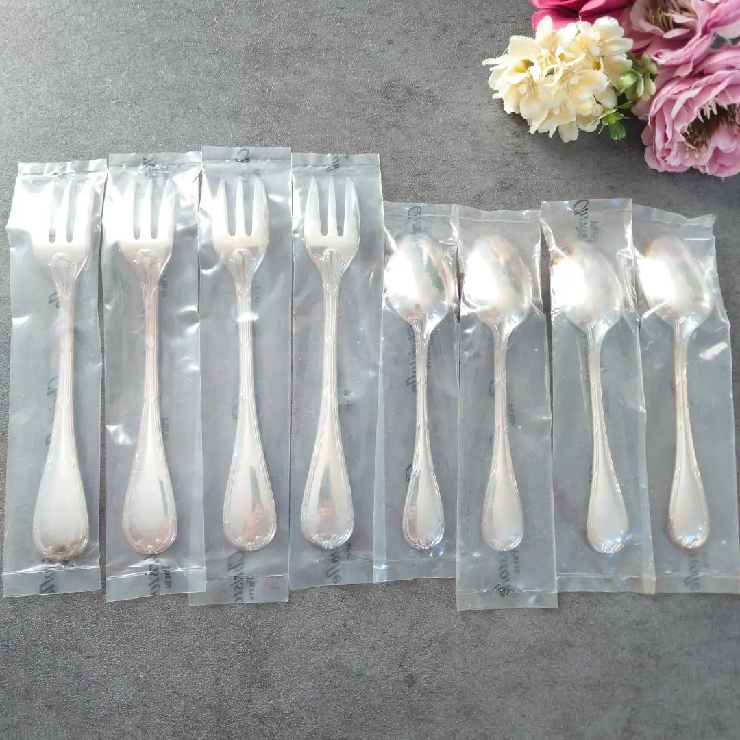 Christofle Luban Cake Fork Coffee Spoon Unopened 8 pieces