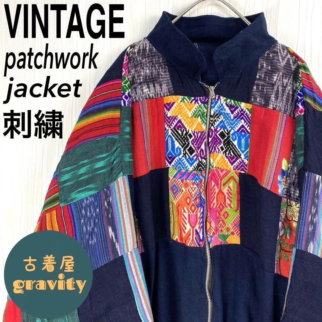 [Vintage] US vintage clothing ☆ Patchwork jacket embroidered design ethnic pattern retro