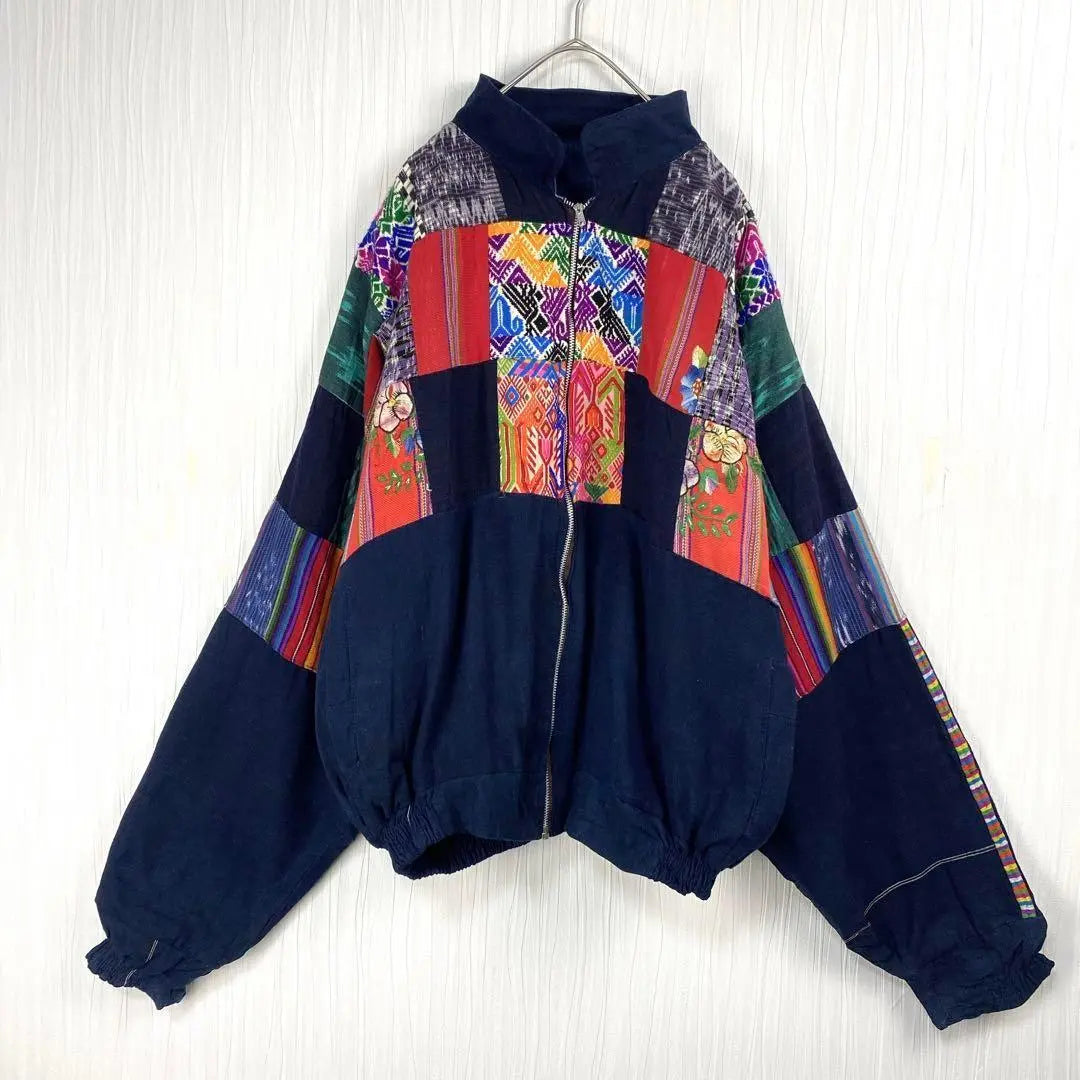 [Vintage] US vintage clothing ☆ Patchwork jacket embroidered design ethnic pattern retro