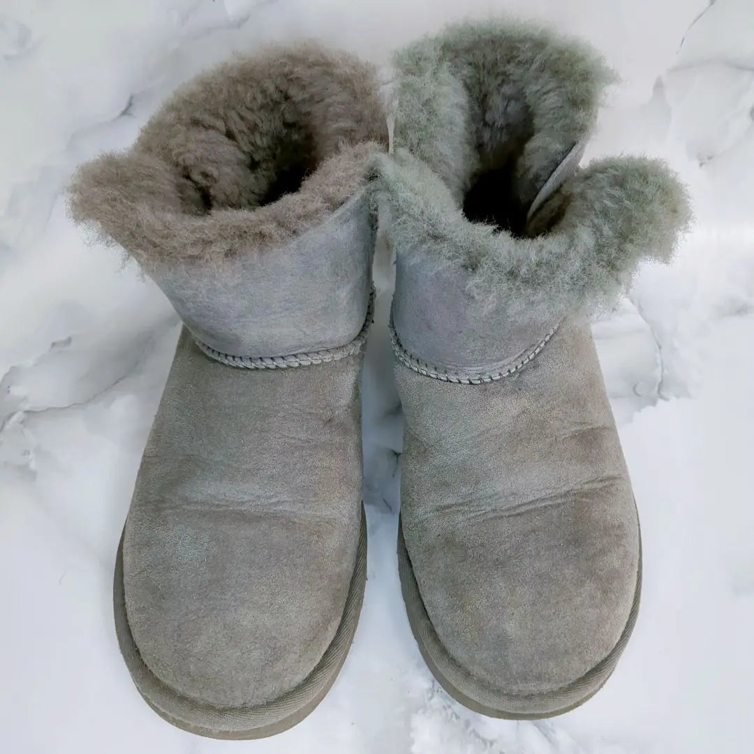 UGG Agu Swarovsky Mouton Boots Mini Bore Gray 23cm Box