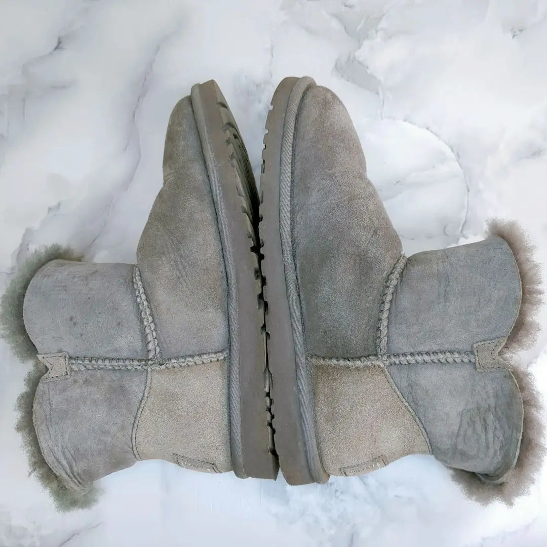 UGG Agu Swarovsky Mouton Boots Mini Bore Gray 23cm Box