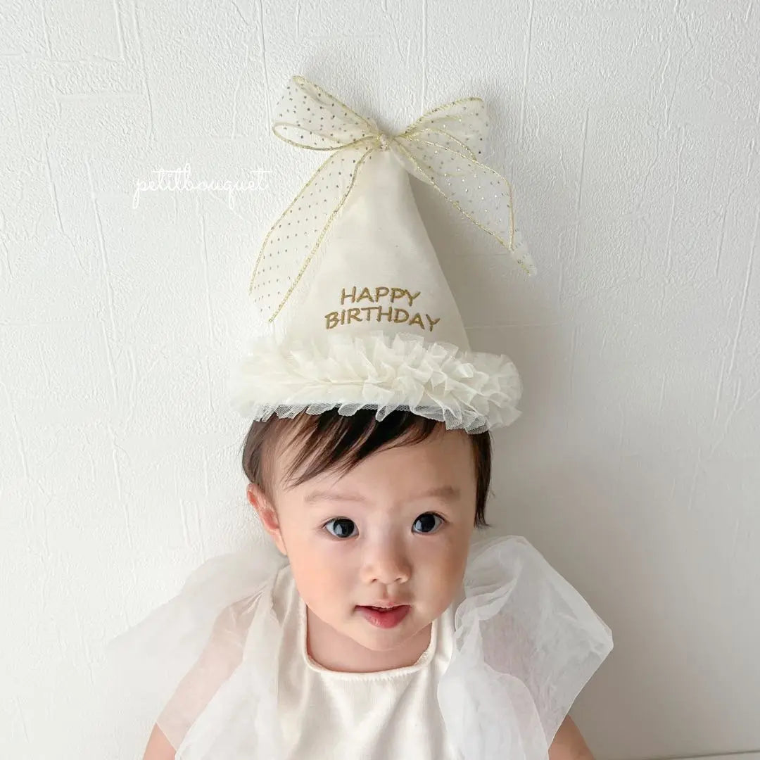 [Sombrero de fiesta de cumpleaños] Sombrero de cumpleaños con corona para bebé de primer cumpleaños para niños