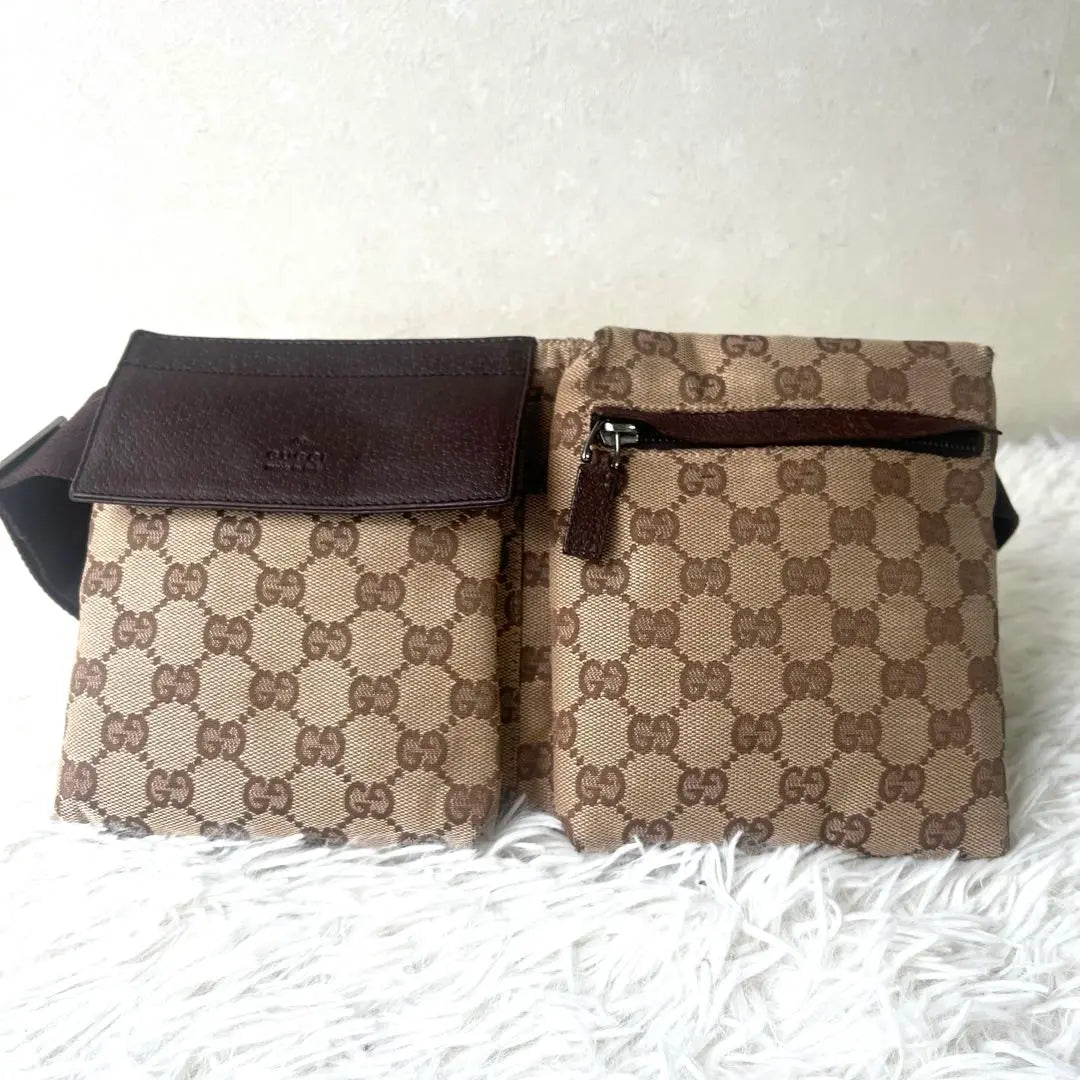 [Good condition] Gucci Body Bag GG Canvas Leather Brown 28566