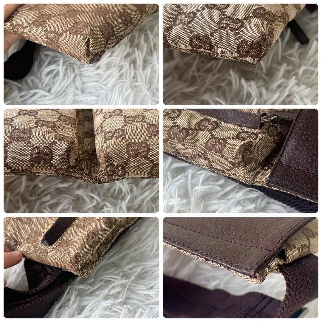 [Good condition] Gucci Body Bag GG Canvas Leather Brown 28566