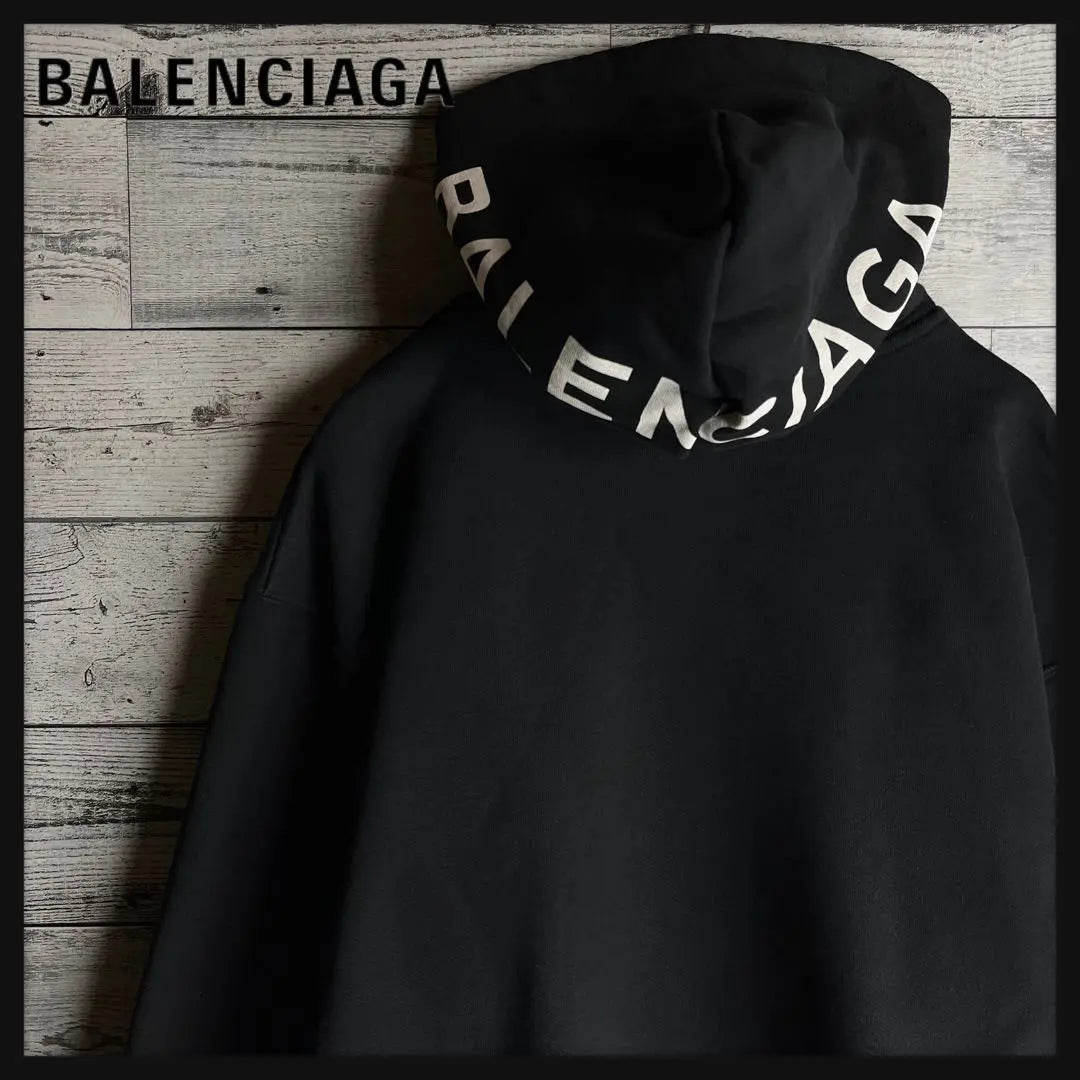 [Popular model] Balenciaga☆ Sweatshirt with hood logo black