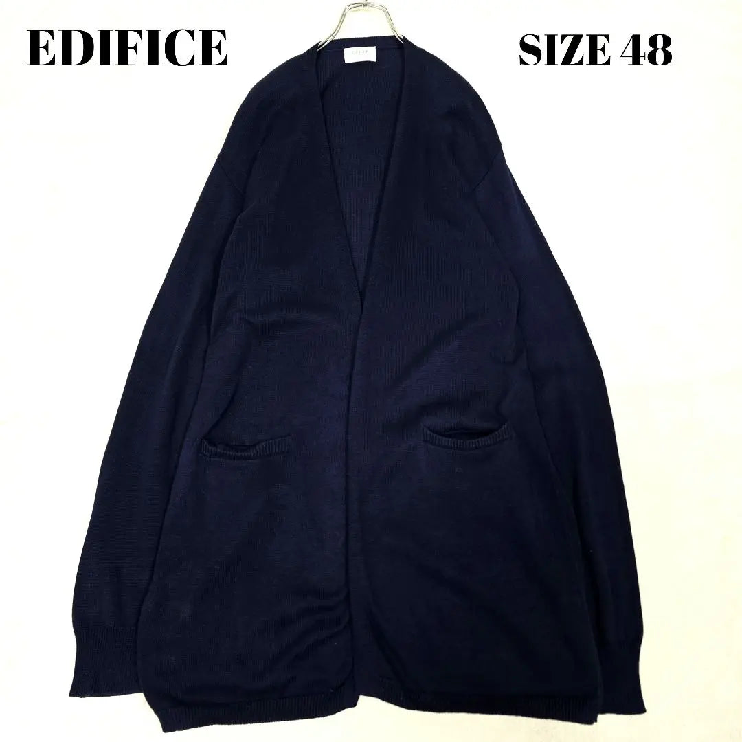 Edifice Long Cardigan Thin Cotton Navy 48