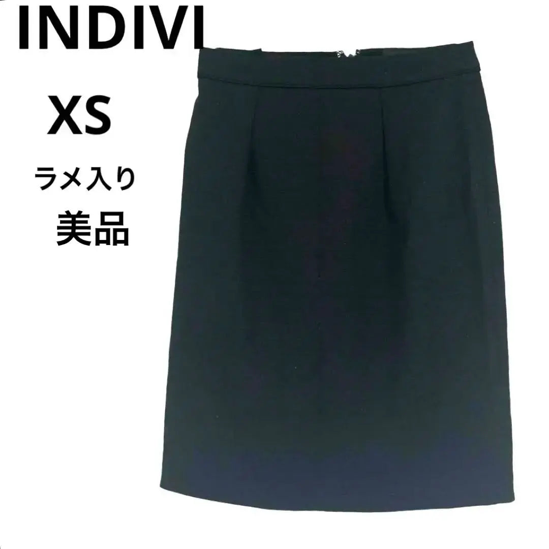 ✨ Productos hermosos ✨ [Indivi] Falda hasta la rodilla lame negro talla pequeña hecha en Japón | ✨美品✨【 インディヴィ】ひざ丈スカート ブラックラメ小さいサイズ日本製