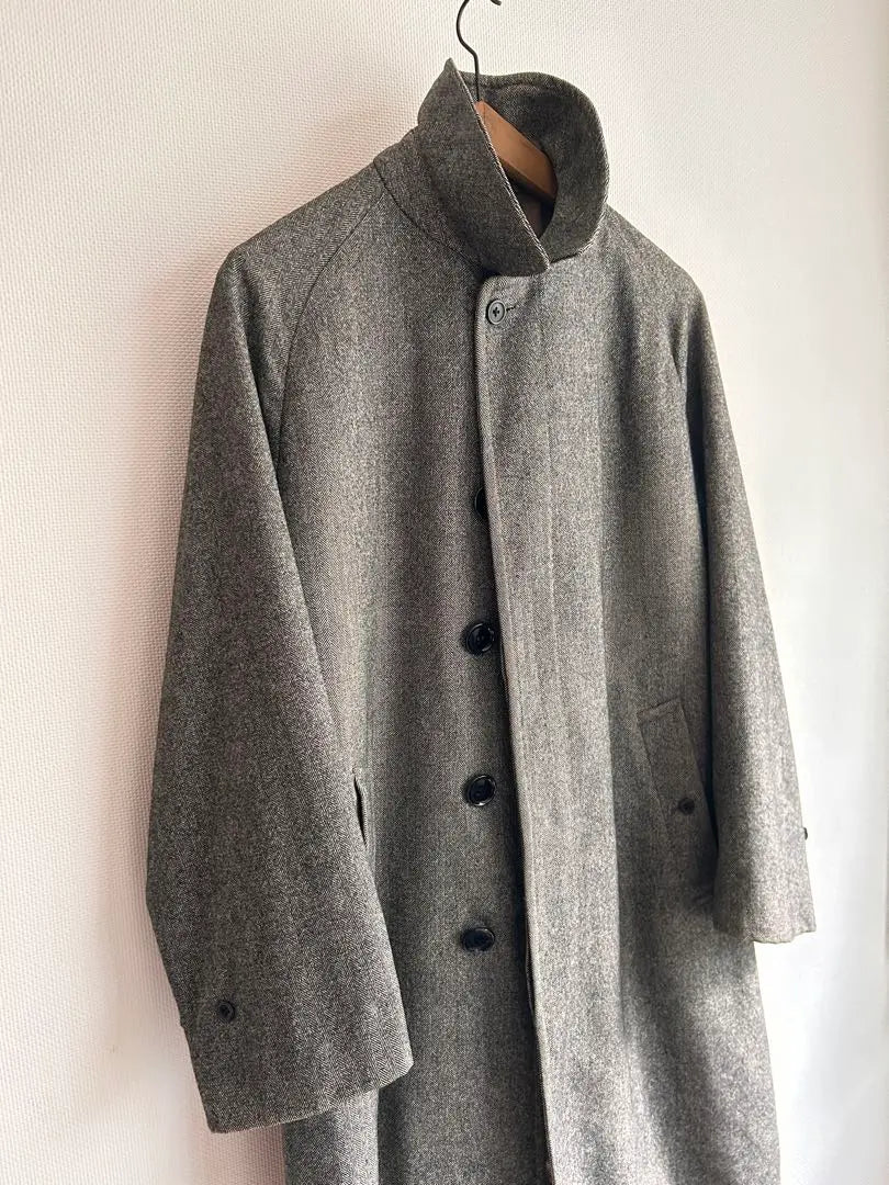 60s70s Burberry Single Sleeve Herringbone Stainless Steel Collar Coat