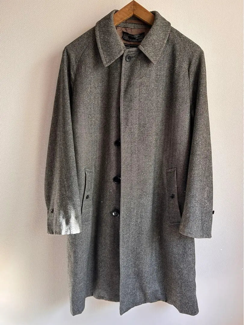 60s70s Burberry Single Sleeve Herringbone Stainless Steel Collar Coat