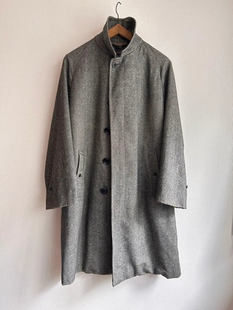 60s70s Burberry Single Sleeve Herringbone Stainless Steel Collar Coat