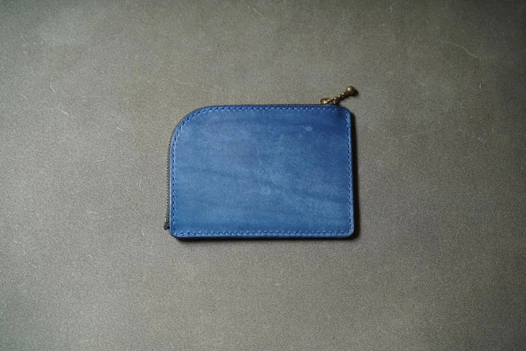 Cartera en forma de L de piel auténtica, hecha a mano