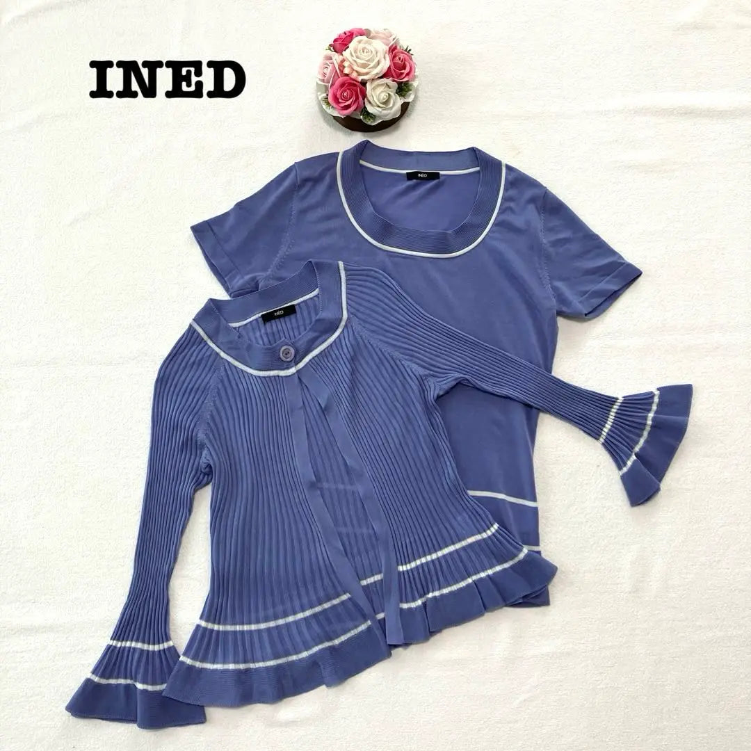 Ined Ladies Ensemble Short Sleeve Knit Cardigun Set Flare Sleeve | イネド　レディース　アンサンブル　半袖ニット　カーディガンセット　フレアスリーブ