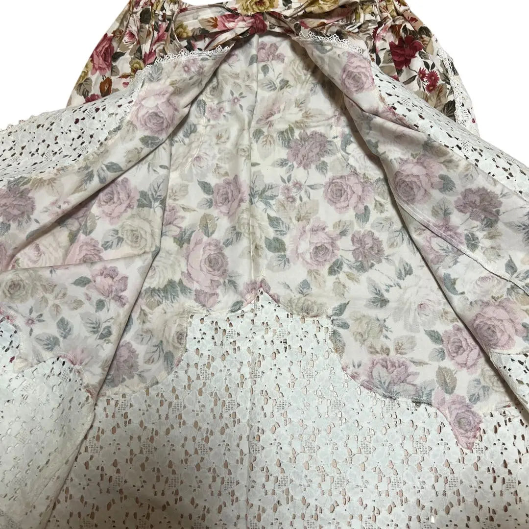 "akiakane" Floral x Lace Combination Waist Apron | " akiakane アキアカネ " 花柄xレースコンビ　腰エプロン