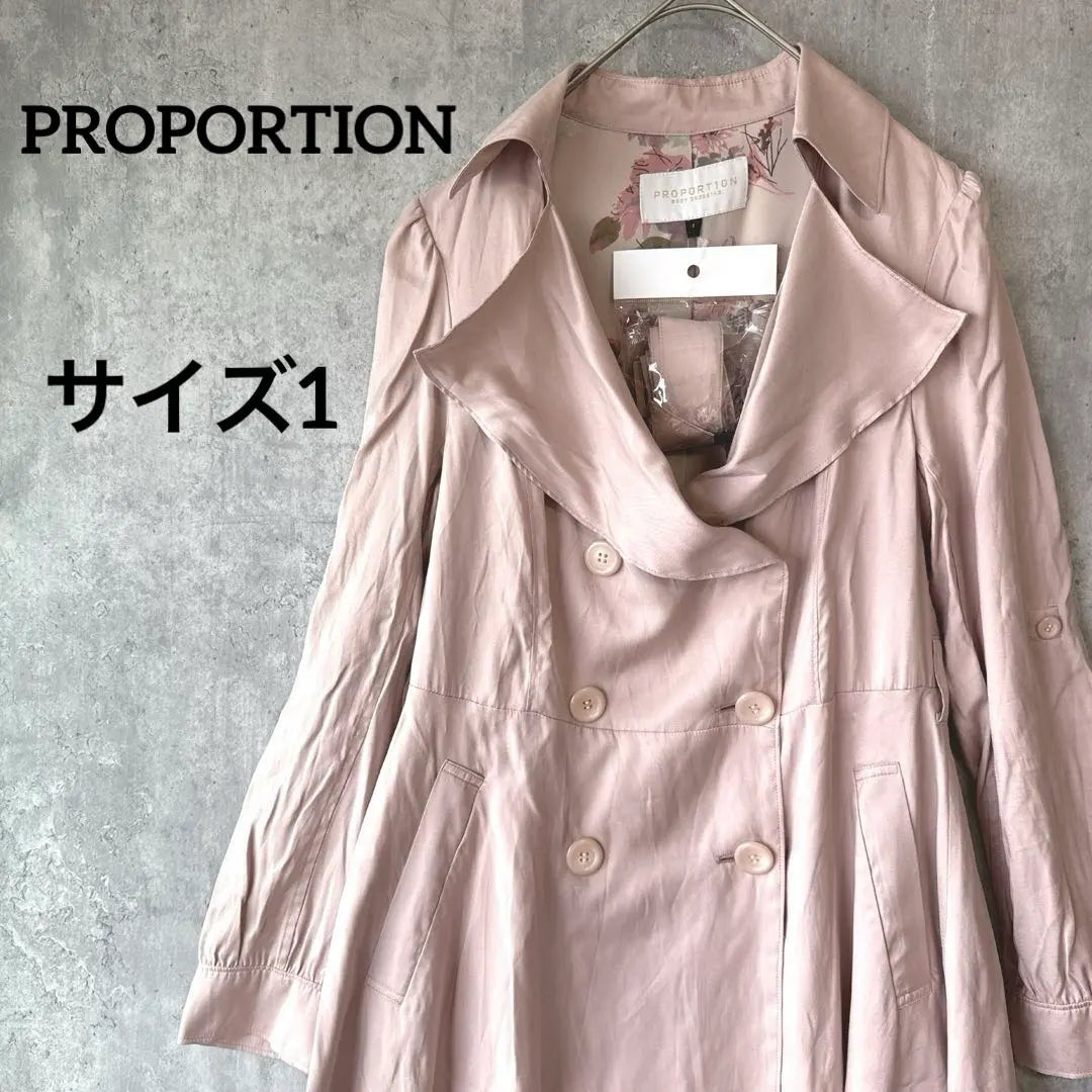 Proportions Trench Coat S Pink Thin Floral Pattern Roll-up Sleeves with Belt