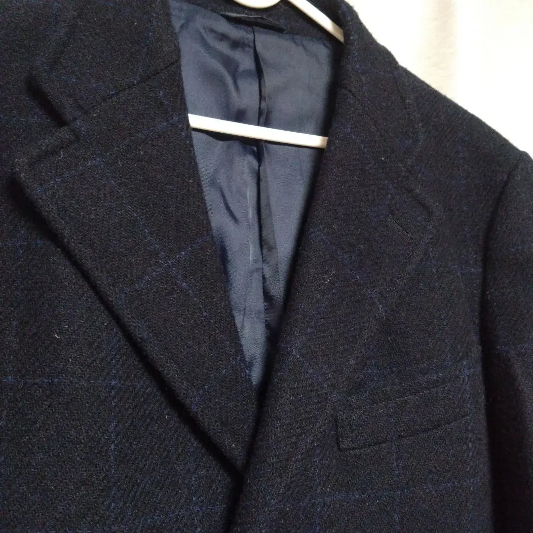 Harris Tweed Men's Wool Coat Navy