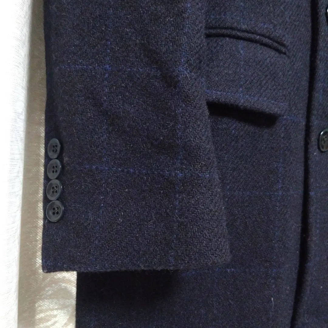 Harris Tweed Men's Wool Coat Navy