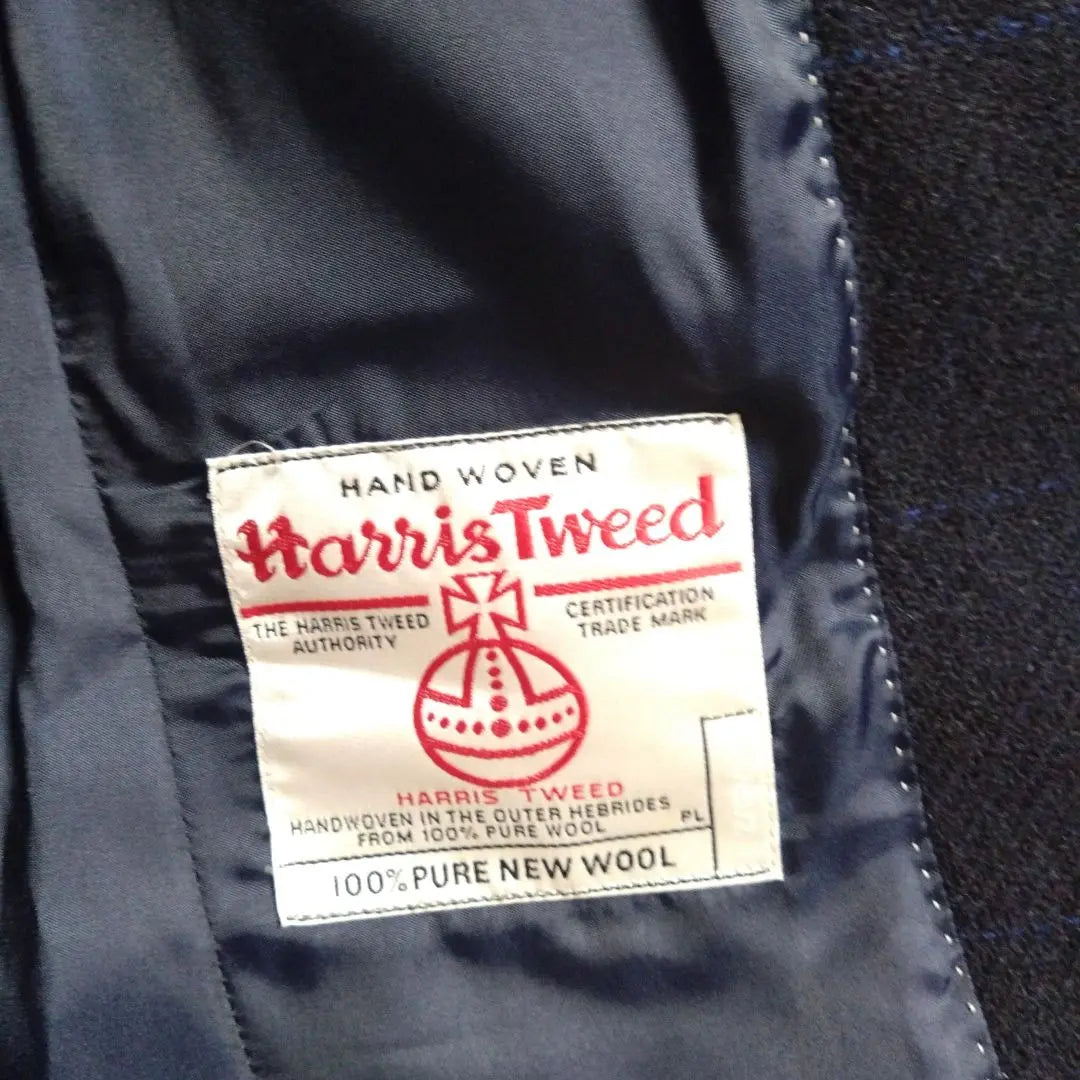 Abrigo de lana Harris Tweed para hombre azul marino