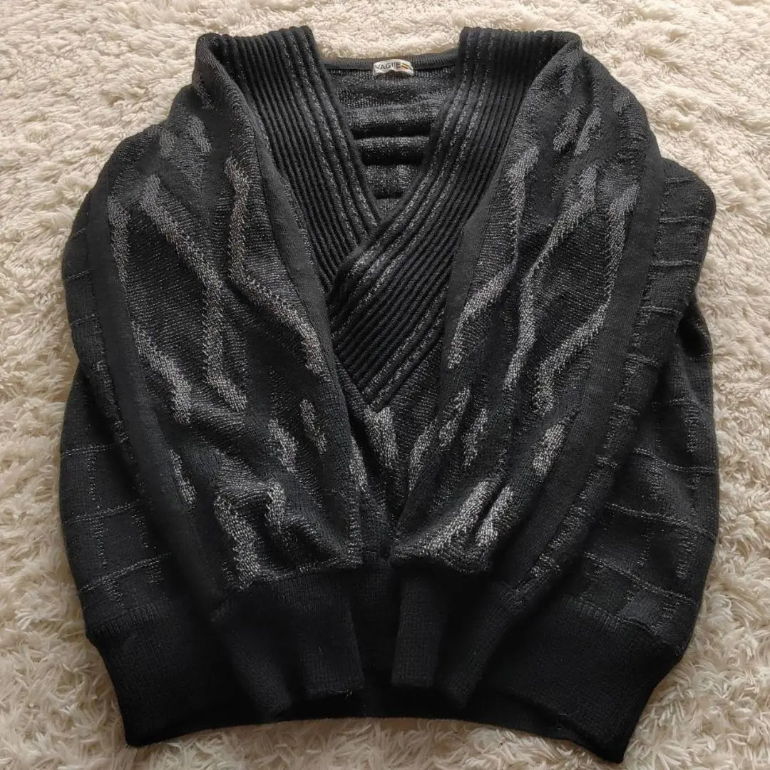 [VAGIIE] Crazy Pattern V-Neck Knit Sweater Thick Vintage