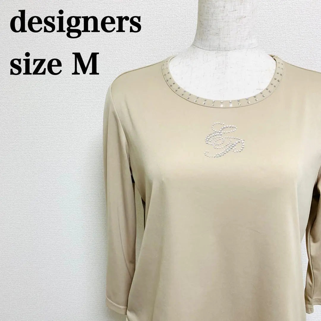 Designer Metal Stone Logo Crew Neck Long Sleeve Bijoux T-shirt Cut and Sew